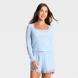 Light Blue Women's Long Sleeve Pajama top